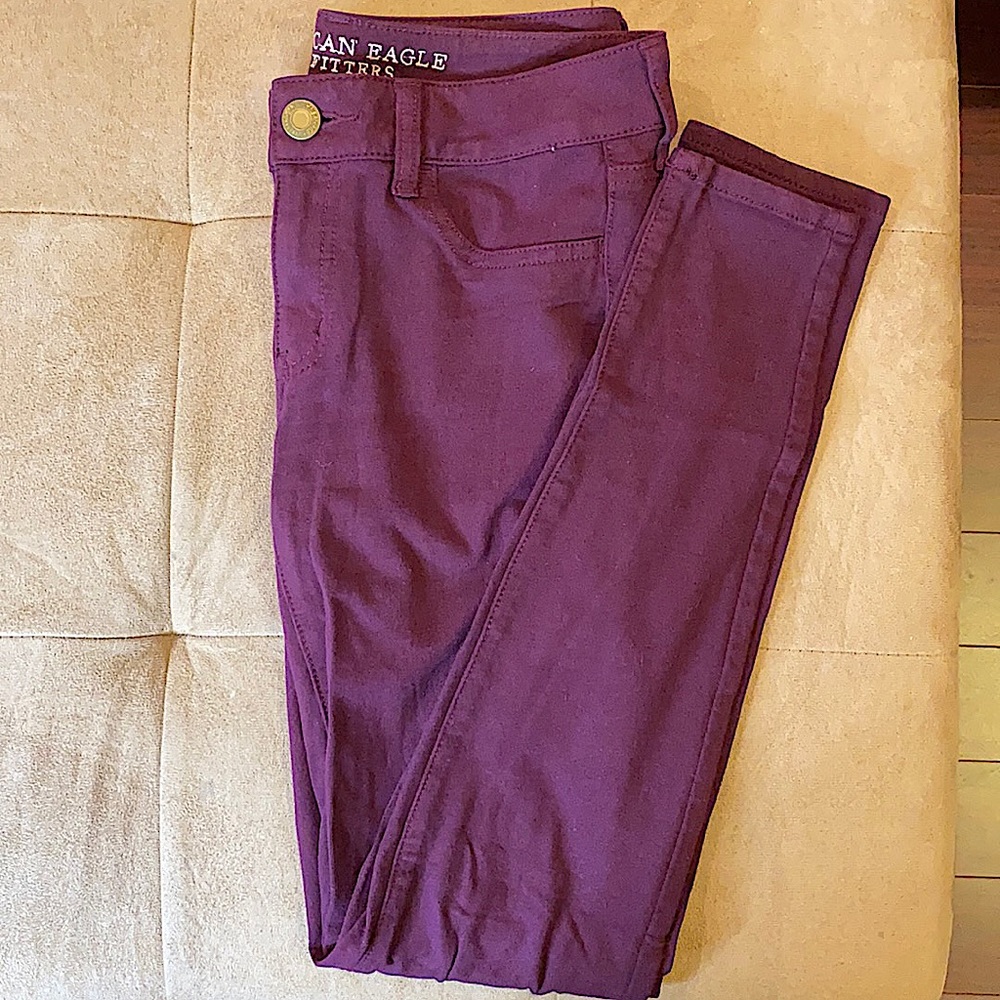 Reg rise AE  Burgundy fabric jeggings